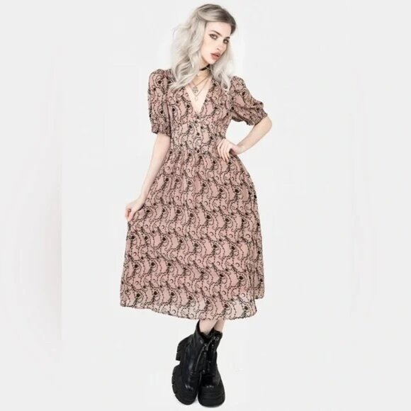 Disturbia Dresses & Skirts - Disturbia rosethorn corset Pink and Black Midi Dress plus size US 16